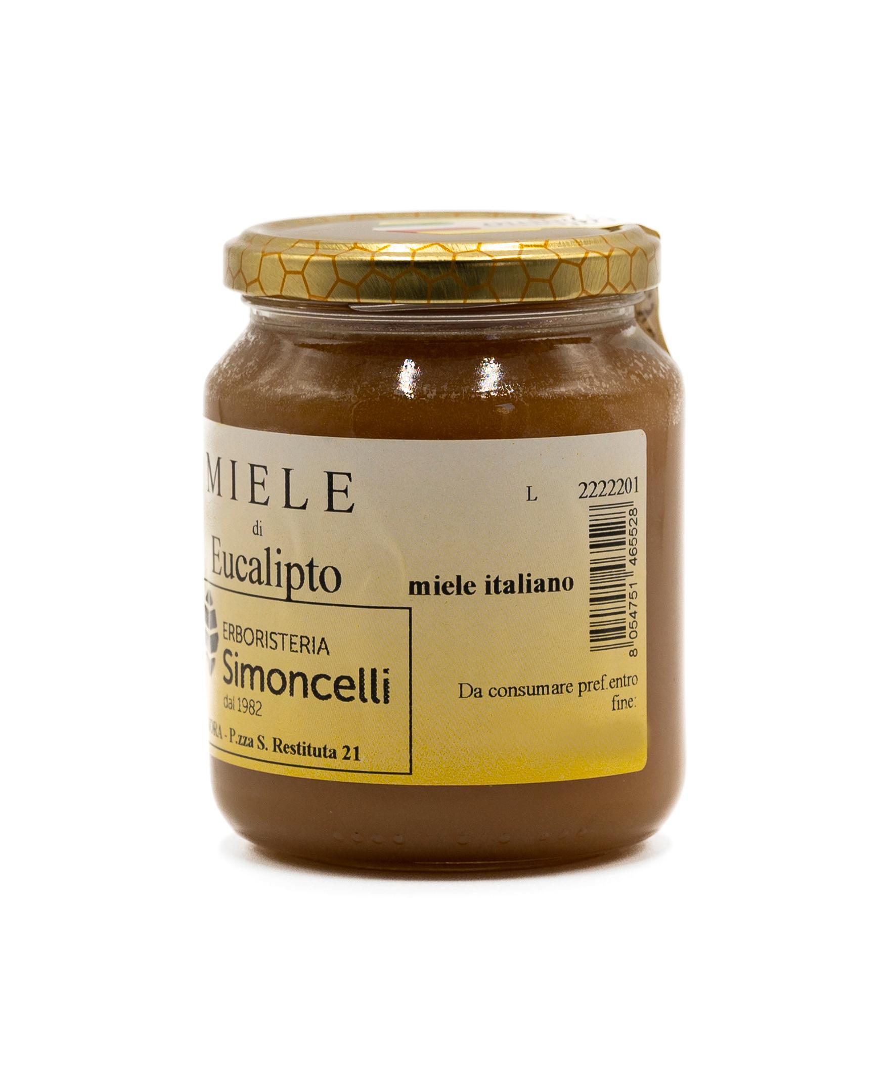 Miele Eucalipto Erboristeria Simoncelli contenitore in vetro 500 grammi