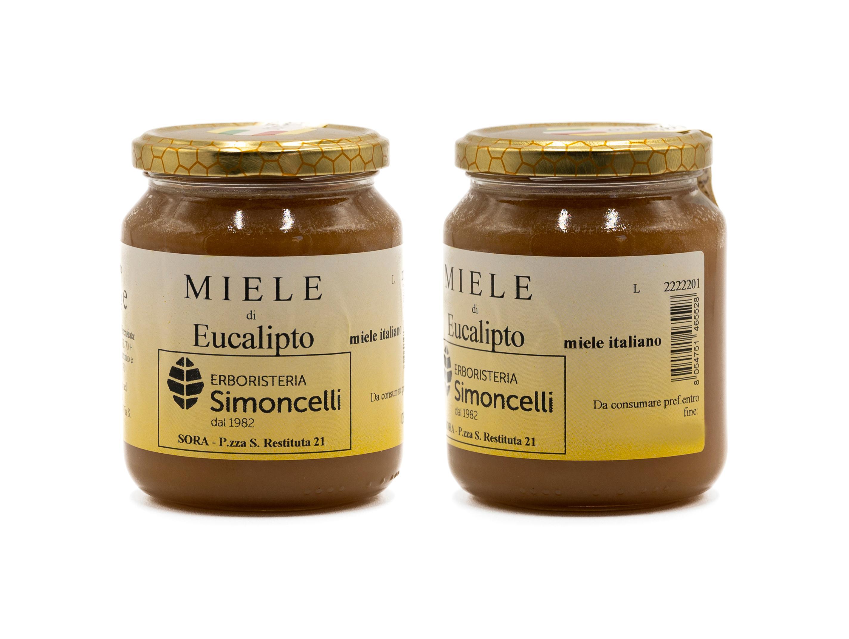 Miele Eucalipto Erboristeria Simoncelli contenitore in vetro 500 grammi