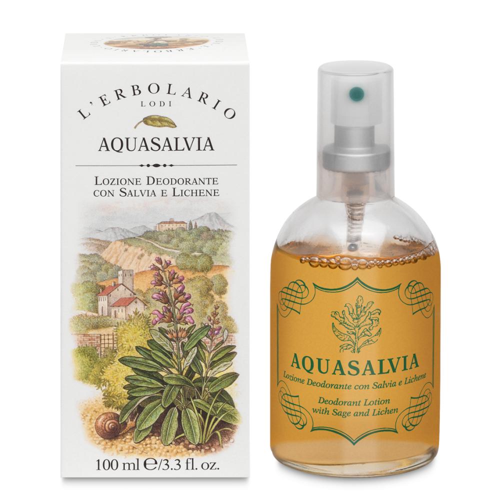 Lozione Deodorante Aquasalvia L'Erbolario. Con salvia e licheni. 100 ml