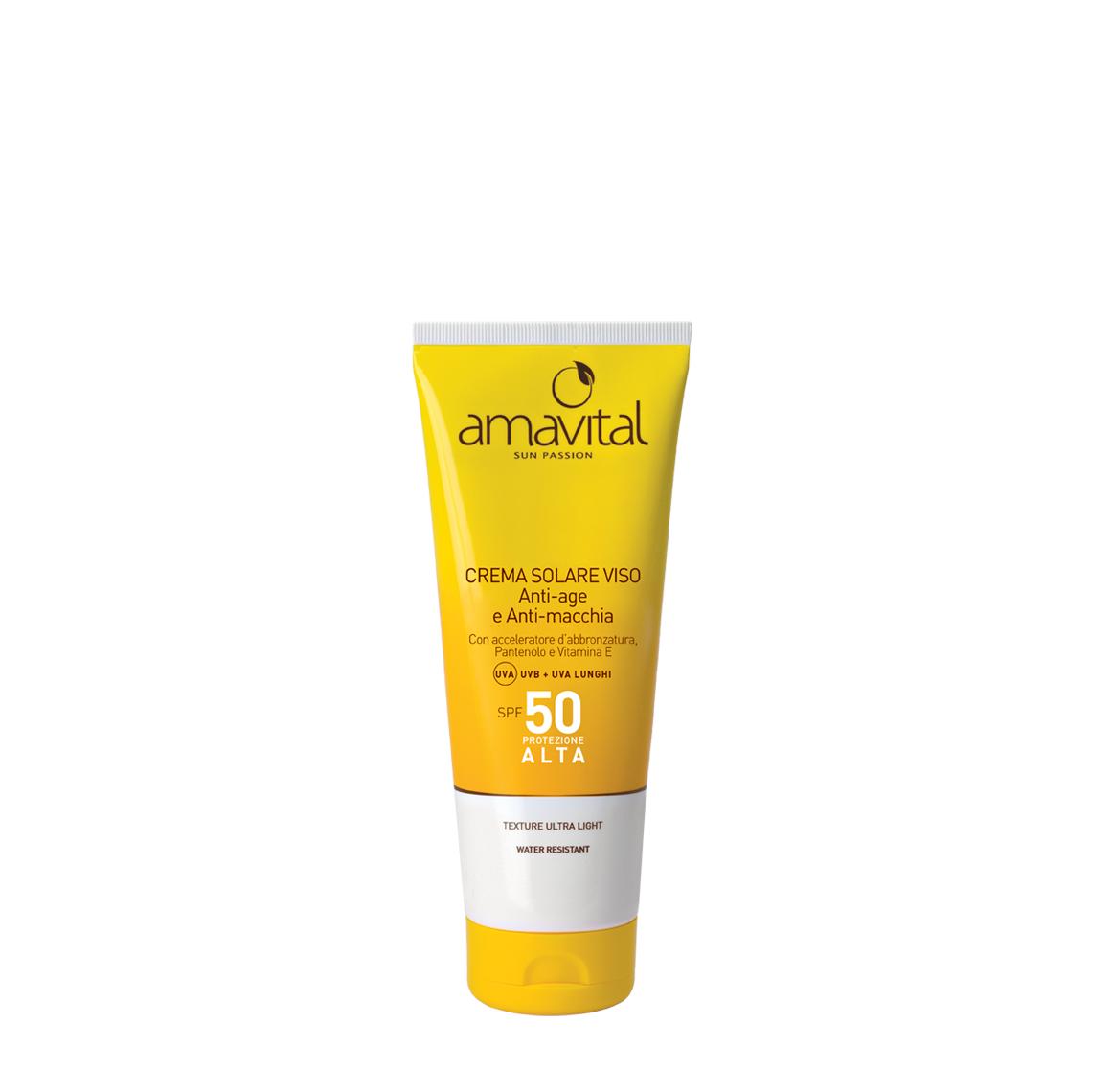 Crema Solare Viso SPF 50 Anti-Age e Anti-Macchia Amavital